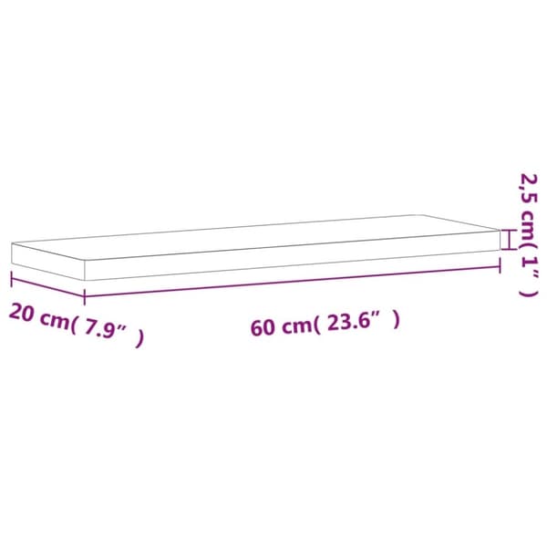 vidaXL Vegghylle 60x20x2,5 cm heltre bøketre