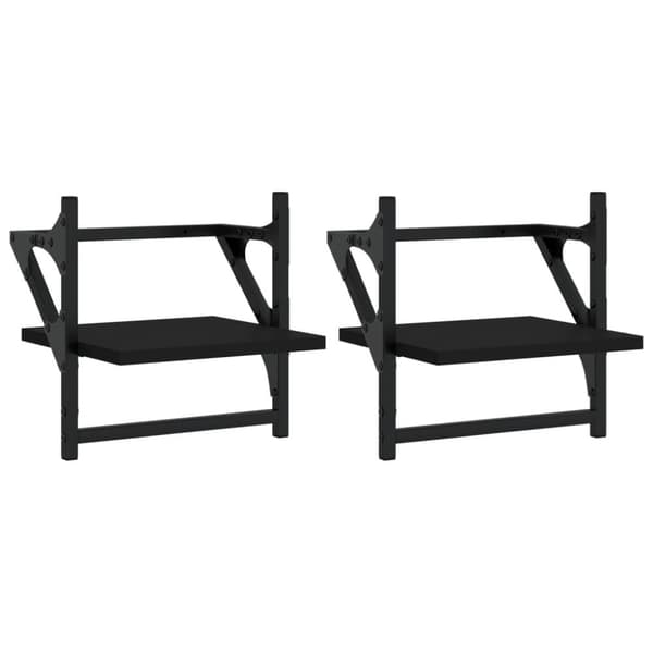 vidaXL Vägghyllor med stänger 2 st svart 30x25x30 cm