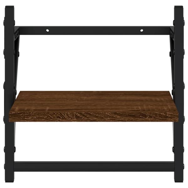 vidaXL Vägghyllor med stänger 2 st brun ek 30x25x30 cm