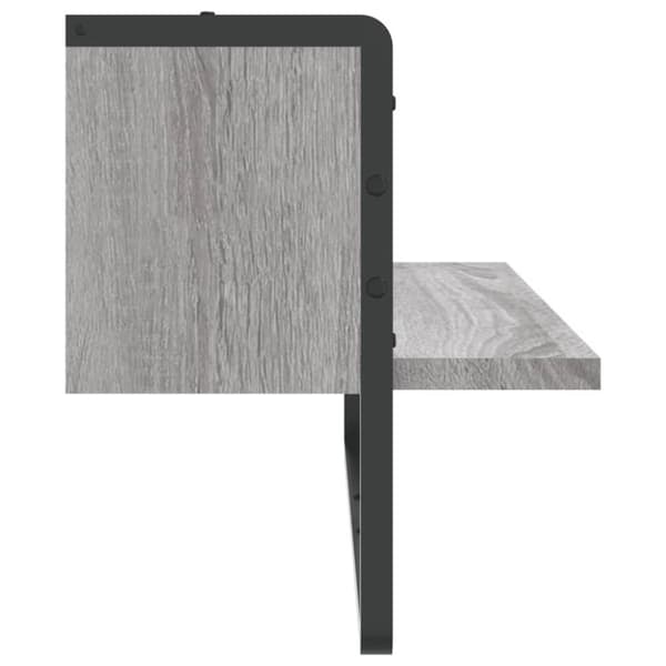 vidaXL væghylde med stang 65x25x30 cm grå sonoma-eg