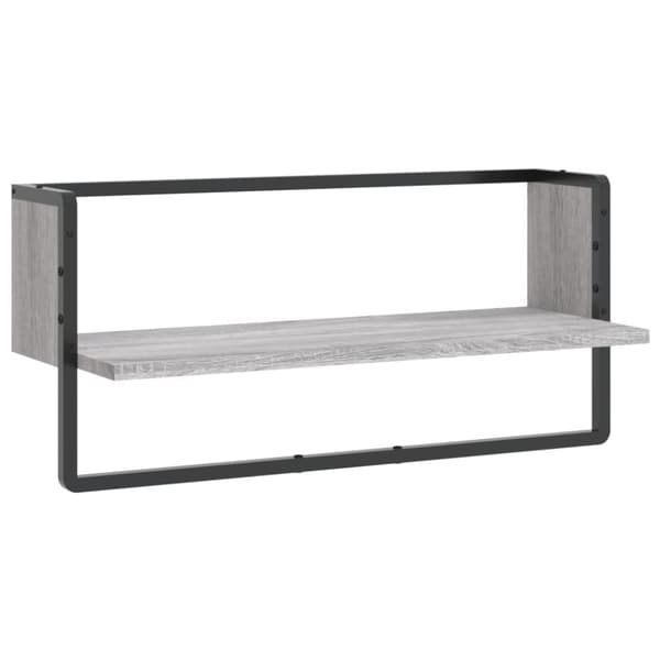 vidaXL væghylde med stang 65x25x30 cm grå sonoma-eg