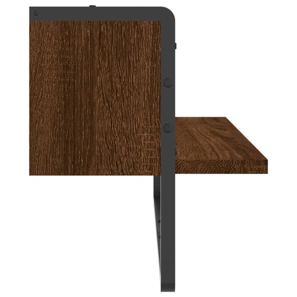 vidaXL væghylde med stang 65x25x30 cm brun egetræsfarve