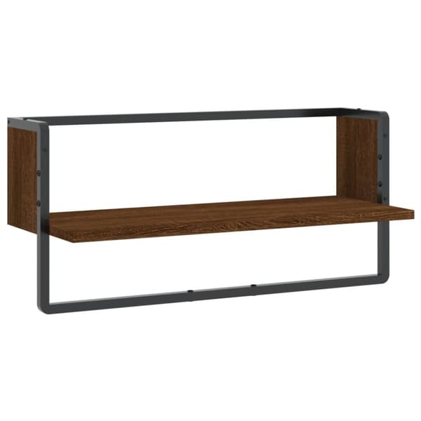 vidaXL væghylde med stang 65x25x30 cm brun egetræsfarve
