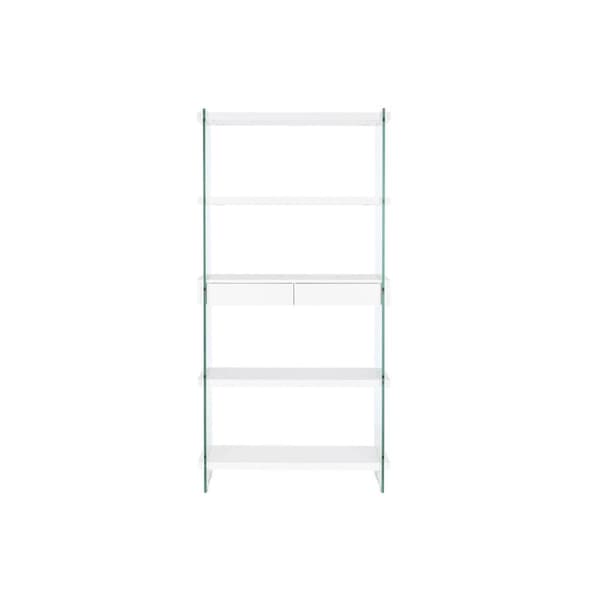 Bokhylla DKD Home Decor Vit Transparent Glas Trä MDF 90 x 35 x 180 cm (1)