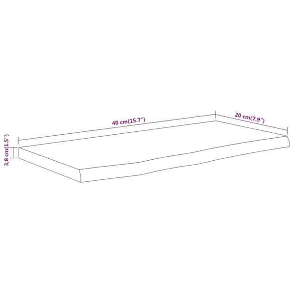 vidaXL Vägghylla 40x20x3,8 cm rektangulär massiv akacia ojämn kant