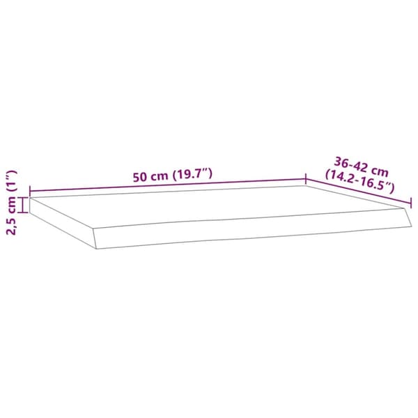 vidaXL Vägghylla 50x40x2,5 cm rektangulär massiv akacia ojämn kant