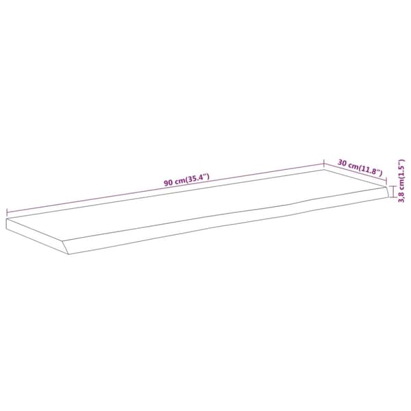 vidaXL Vegghylle 90x30x3,8 cm rektangulær heltre akasie naturlig kant