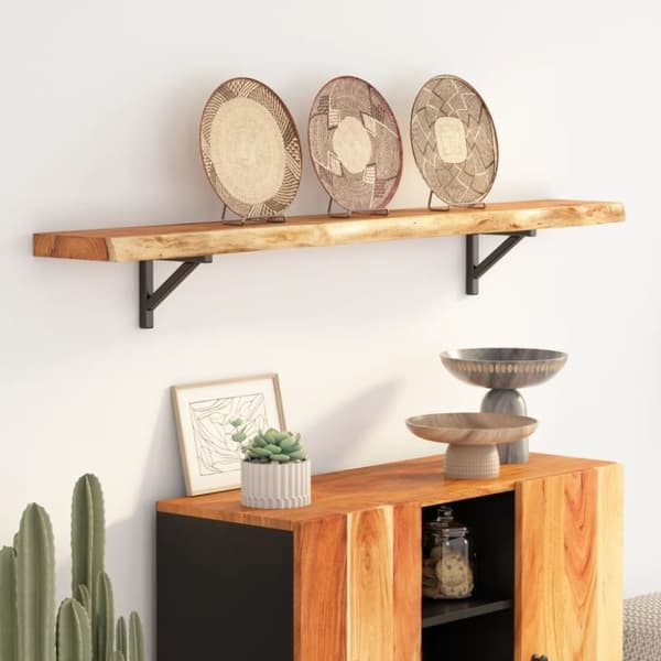 vidaXL Vegghylle 160x20x2,5 cm rektangulær heltre akasie naturlig kant