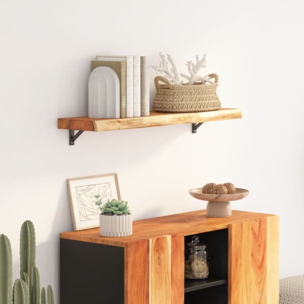 vidaXL Vegghylle 80x20x2,5 cm rektangulær heltre akasie naturlig kant