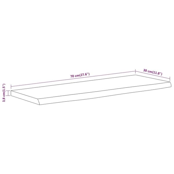 vidaXL Vägghylla 70x30x3,8 cm rektangulär massiv akacia ojämn kant