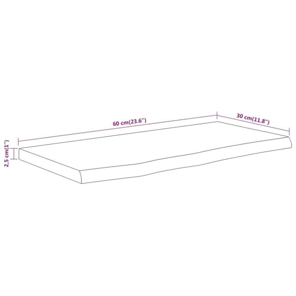 vidaXL Vegghylle 60x30x2,5 cm rektangulær heltre akasie naturlig kant