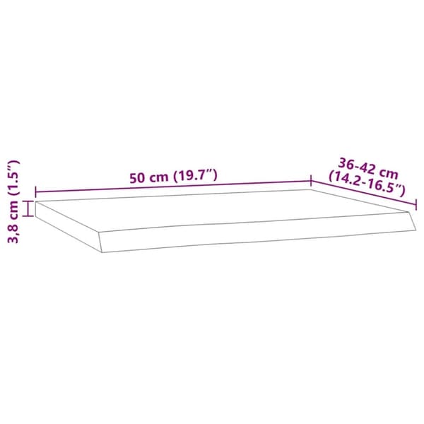 vidaXL Vägghylla 50x40x3,8 cm rektangulär massiv akacia ojämn kant