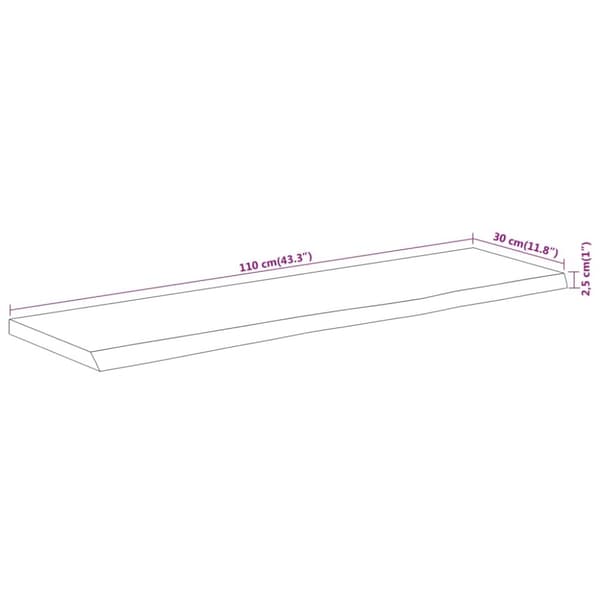 vidaXL Vegghylle 110x30x2,5 cm rektangulær heltre akasie naturlig kant