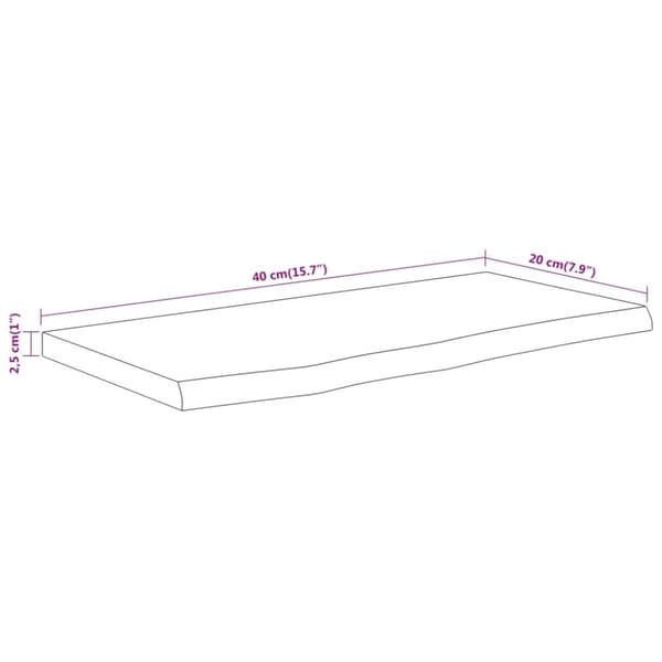 vidaXL Vegghylle 40x20x2,5 cm rektangulær heltre akasie naturlig kant