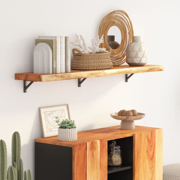 vidaXL Vegghylle 110x20x3,8 cm rektangulær heltre akasie naturlig kant