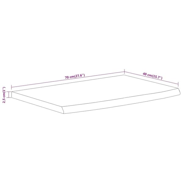 vidaXL Vegghylle 70x40x2,5 cm rektangulær heltre akasie naturlig kant