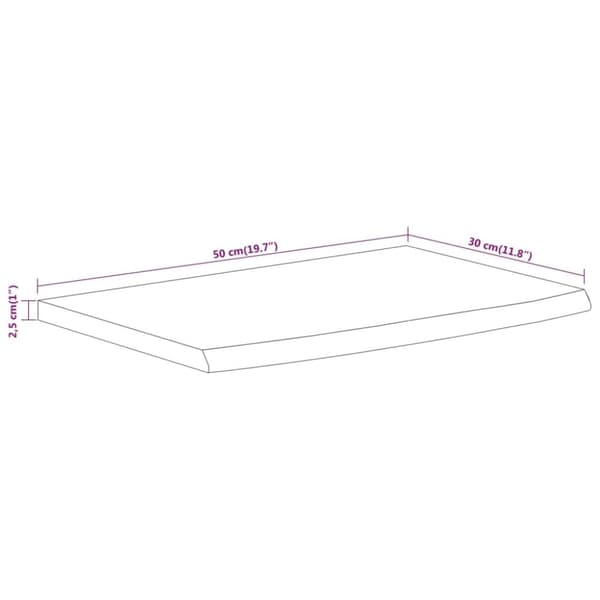 vidaXL Vegghylle 50x30x2,5 cm rektangulær heltre akasie naturlig kant