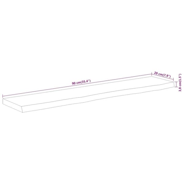 vidaXL Vegghylle 90x20x3,8 cm rektangulær heltre akasie naturlig kant