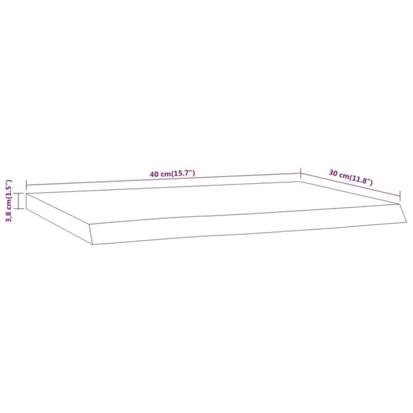 vidaXL Seinähylly 40x30x3,8 cm suorakaide täysi akasiapuu elävä reuna
