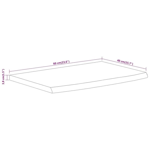 vidaXL Vegghylle 60x40x3,8 cm rektangulær heltre akasie naturlig kant