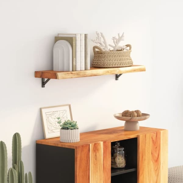 vidaXL Vegghylle 80x30x3,8 cm rektangulær heltre akasie naturlig kant