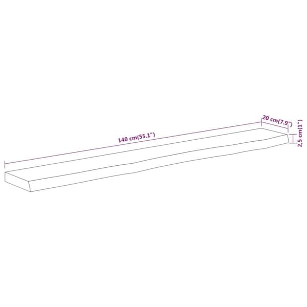 vidaXL væghylde 140x20x2,5 cm rektangulær massivt akacietræ
