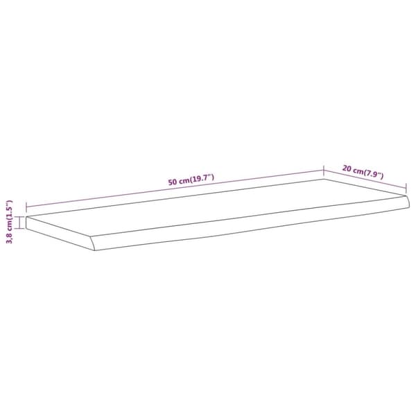 vidaXL Vegghylle 50x20x3,8 cm rektangulær heltre akasie naturlig kant