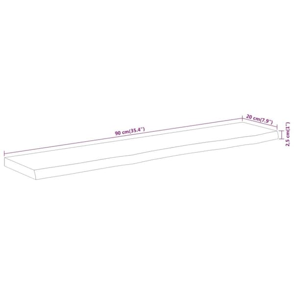vidaXL Vegghylle 90x20x2,5 cm rektangulær heltre akasie naturlig kant