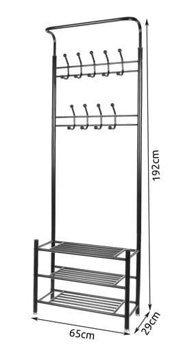 Kapphängare Ställ med Skohylla / Klädhängare  - 190 cm