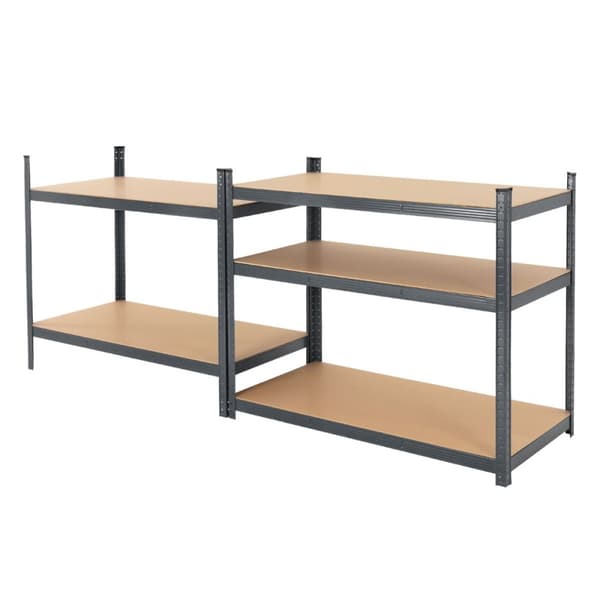 ECD Germany 2 kpl työpajahyllyä; raskaan kuorman hylly; 200x100x60 cm; antrasiitti; pulverimaalattu metalli; 5 MDF-puuhyllyä; kantavuus 875 kg;