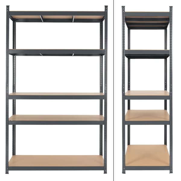 ECD Germany 2 kpl työpajahyllyä; raskaan kuorman hylly; 200x100x60 cm; antrasiitti; pulverimaalattu metalli; 5 MDF-puuhyllyä; kantavuus 875 kg;