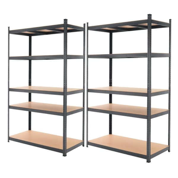 ECD Germany 2 kpl työpajahyllyä; raskaan kuorman hylly; 200x100x60 cm; antrasiitti; pulverimaalattu metalli; 5 MDF-puuhyllyä; kantavuus 875 kg;
