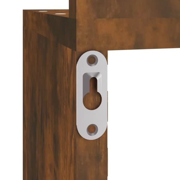 væghængt hjørnehylde 20x20x127,5 cm konstrueret træ røget eg