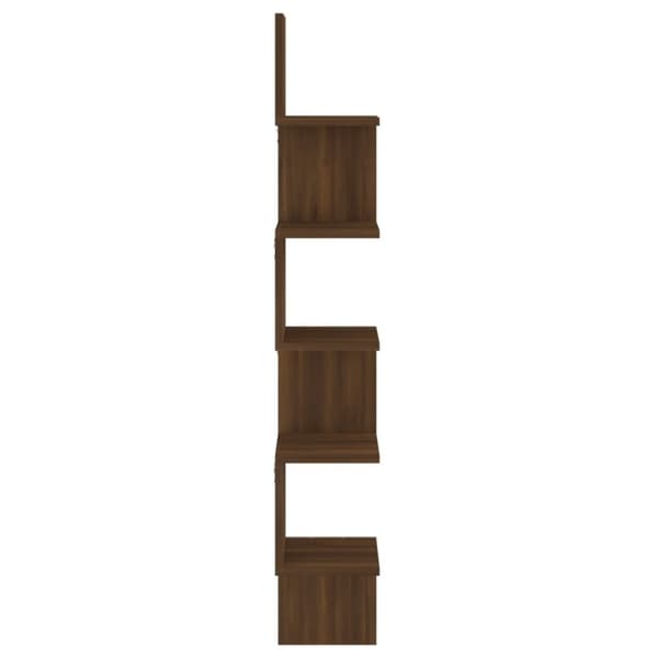 væghængt hjørnehylde 20x20x127,5 cm konstrueret træ brunt eg