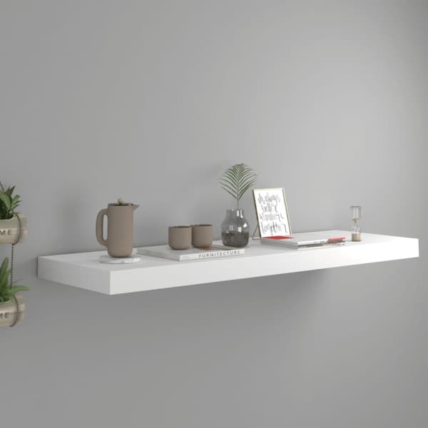 Kelluva seinähylly valkoinen 80x23,5x3,8 cm MDF