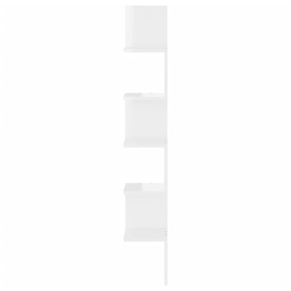 væghængt hjørnehylde 20x20x127,5 konstrueret træ hvid højglans