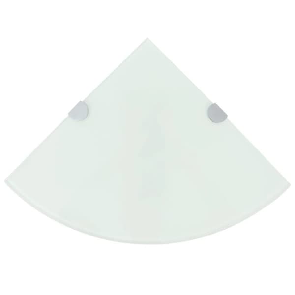 Hörnhylla glas med förkromade hyllkonsoler vit 35x35 cm