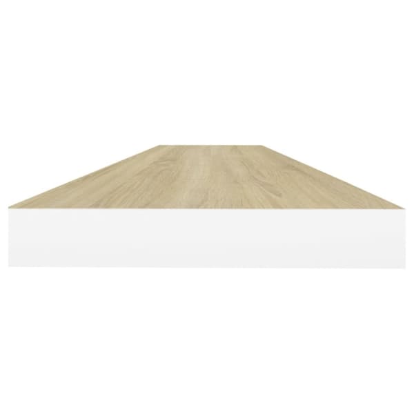væghylder 2 stk. 120x23,5x3,8 cm MDF egetræsfarve og hvid