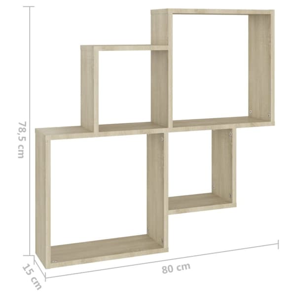 Vägghylla kubformad sonoma-ek 80x15x78,5 cm konstruerat trä