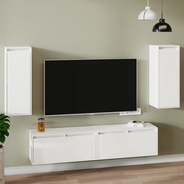 Seinäkaapit 2 kpl valkoinen 30x30x80 cm täysi mänty