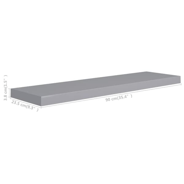 svævehylder 4 stk. 90x23,5x3,8 cm MDF grå