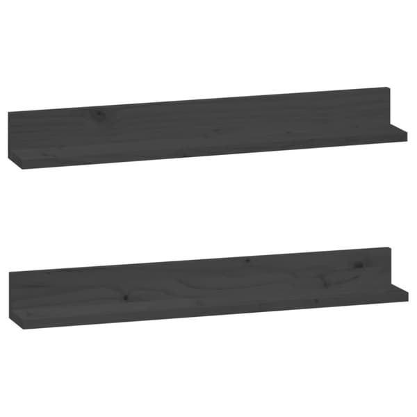 Seinähyllyt 2 kpl harmaa 80x11x9 cm täysi mänty