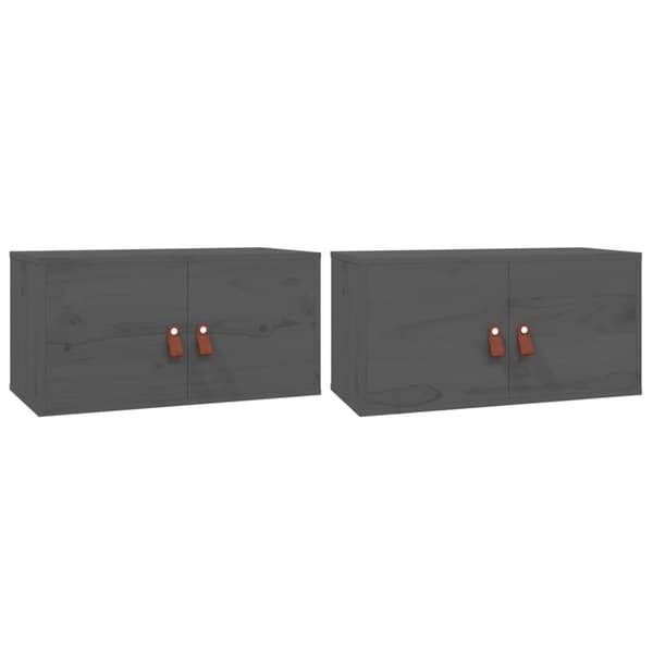 vægskabe 2 stk. 60x30x30 cm massivt fyrretræ grå