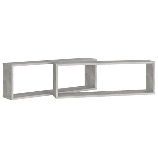 væghylder 2 stk. 80x15x26,5 cm spånplade kubeformet betongrå