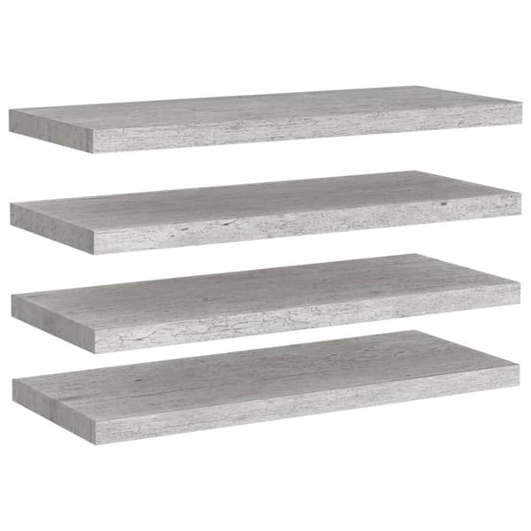 væghylder 4 stk. 80x23,5x3,8 cm MDF betongrå
