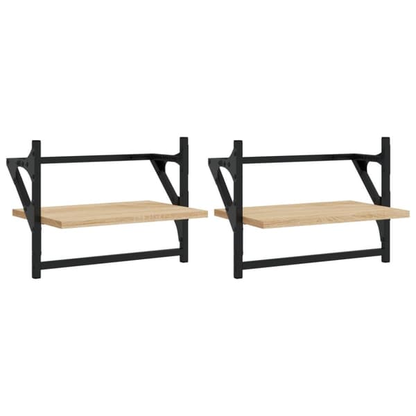 Seinähyllyt tangoilla 2 kpl Sonoma-tammi 40x25x30 cm