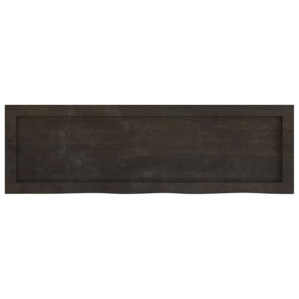 væghylde 100x30x(2-6) cm behandlet massivt egetræ mørkebrun