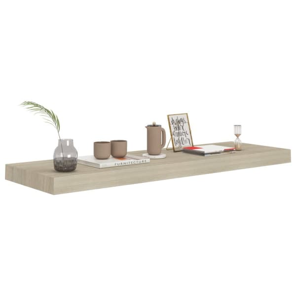 Svävande vägghylla ek 80x23,5x3,8 cm MDF