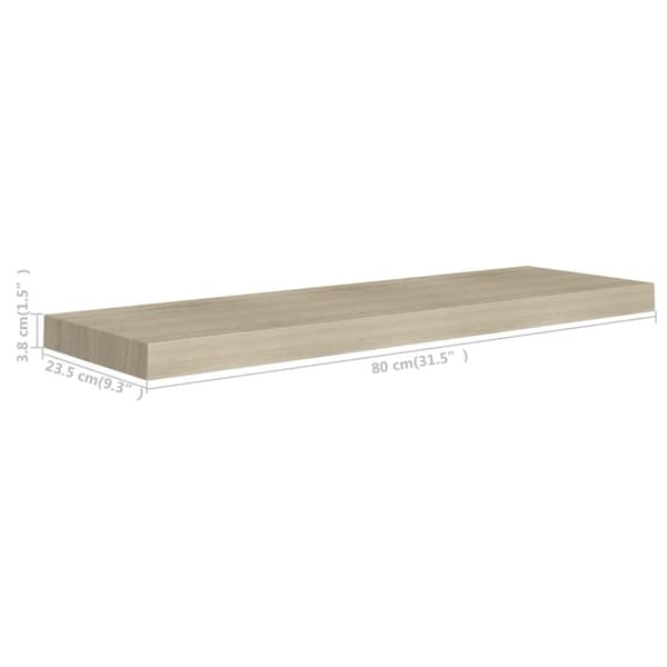 Svävande vägghylla ek 80x23,5x3,8 cm MDF