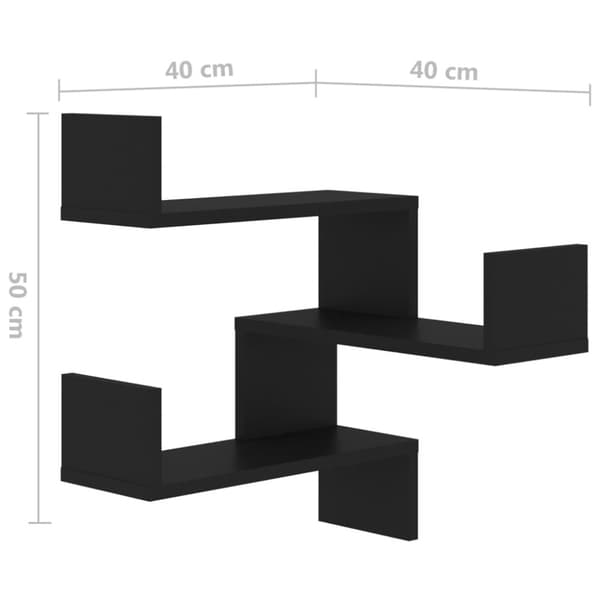 Seinäkulmahyllyt 2 kpl musta 40x40x50 cm tekninen puu